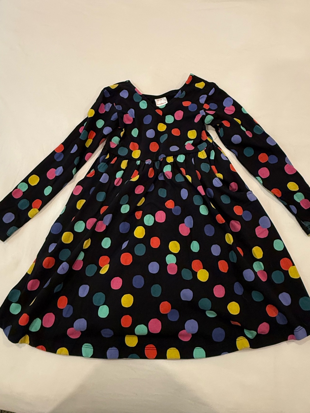 Hanna Andersson Black Dress with Multicolor Polka Dots